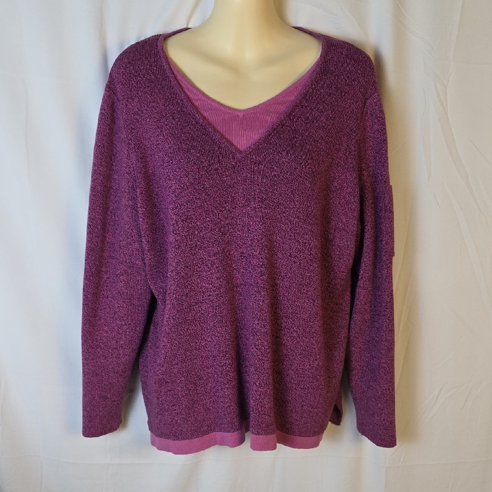 Reference Point Women's Purple V-Neck Long Sleeved Sweater